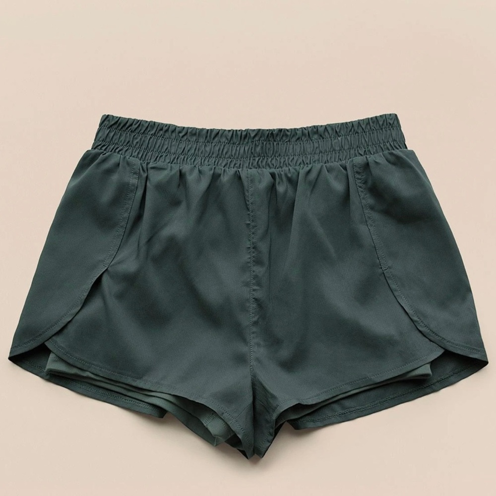 GIRLFRIEND COLLECTIVE Green Moss Trail Short Lined Pockets Elastic Waist XL NEW